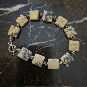 Elegant Stone Bracelet with Silver Accents